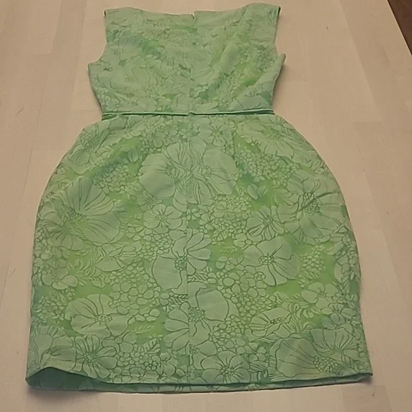 LIKE NEW VTG 1960s Handmade Mod Bright Green Go-go Floral Print Mini Dress - Picture 9 of 17